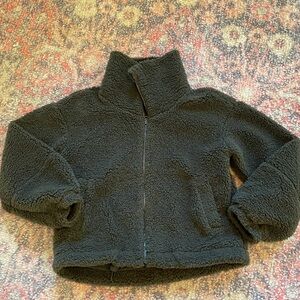 Lululemon Cinchable Fleece Zip-Up, size 4, dark olive